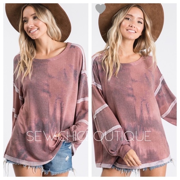 Tie Dye Raw Edge Vintage Style Top - Picture 3 of 6